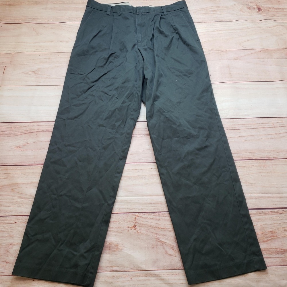 DOCKERS Pants Mens 34x32 Green Khakis D3 Classic Fit Cotton Canvas Flat Front